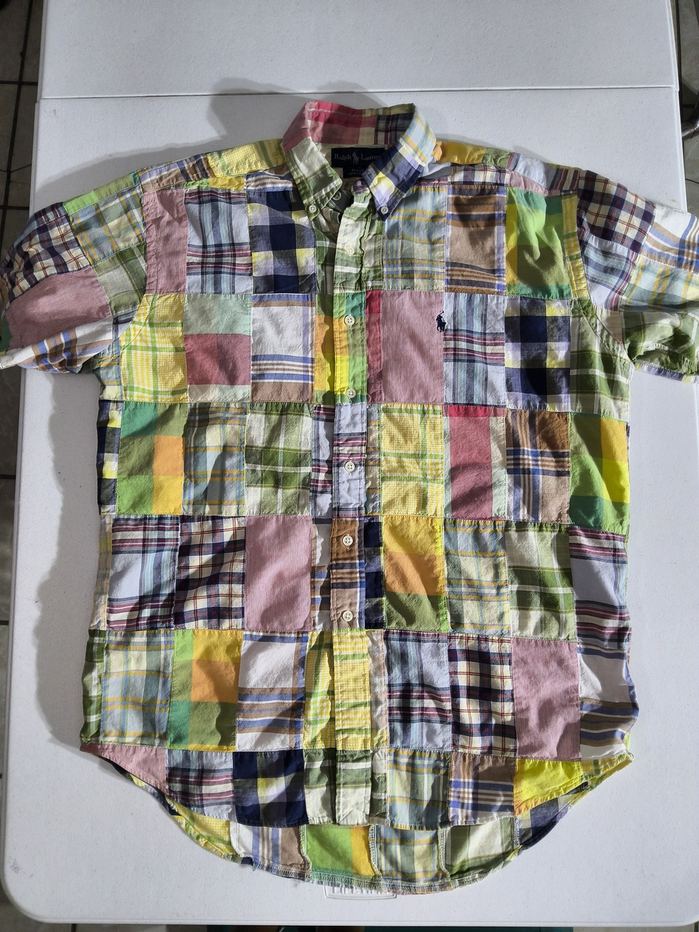VTG Ralph Lauren Med Blake Cotton Multi-Color Patchwork Button-Down Shirt